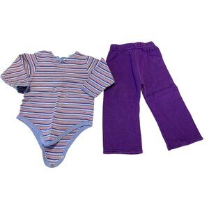 UR It Baby Girls Infant Baby Size 18 Months 2 Piece Set Purple Long Sleeve Bodys